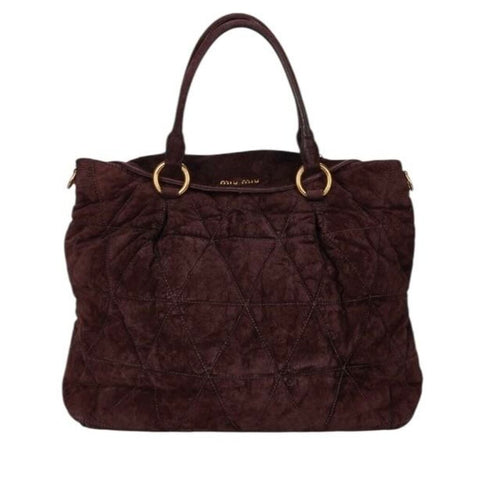 *Miu Miu Suede Quilted Flap Front Snap Closure Top Handle Tote Bag w/Crossbody Strap