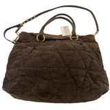 *Miu Miu Suede Quilted Flap Front Snap Closure Top Handle Tote Bag w/Crossbody Strap