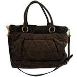 *Miu Miu Suede Quilted Flap Front Snap Closure Top Handle Tote Bag w/Crossbody Strap
