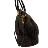 *Miu Miu Suede Quilted Flap Front Snap Closure Top Handle Tote Bag w/Crossbody Strap