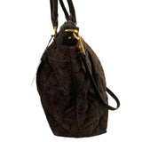 *Miu Miu Suede Quilted Flap Front Snap Closure Top Handle Tote Bag w/Crossbody Strap