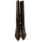 *Marc Fisher Hallie 2 Croc Embossed Leather Pointed Toe Tall Knee High 3" Heel Boots, Size 10