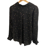 *L'Agence Margaret Sheer Silk Long Sleeve Chest Pocket Button-Up Shirt Top, Size S