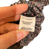 *Ulla Johnson Soraya Noir Floral Long Blouson Sleeve Tie Neck Ruffle Trim Smocked Mini Dress, Size 6