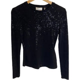 *NWT 7 For All Mankind Sparkle Sequin Knit Long Sleeve Crew Neck Tee Top, Size XS