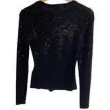 *NWT 7 For All Mankind Sparkle Sequin Knit Long Sleeve Crew Neck Tee Top, Size XS
