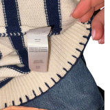 *Rails Athena Wool & Cashmere Stripe Whipstitch V-Neck Collared Pullover Sweater, Size XS