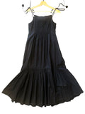 *Sea NY Willa Cotton Pom Pom Tie Shoulder Cami Square Neck Smocked Tiered Midi Dress, Size XXS