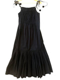 *Sea NY Willa Cotton Pom Pom Tie Shoulder Cami Square Neck Smocked Tiered Midi Dress, Size XXS