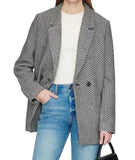 *Anine Bing Fishbone Wool Blend Herringbone Double Breasted Notch Collar Blazer, Size XXS