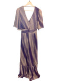 *Ramy Brook Alex Ombre Shimmer Short Sleeve Double V-Neck Maxi Dress, Size XS