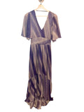 *Ramy Brook Alex Ombre Shimmer Short Sleeve Double V-Neck Maxi Dress, Size XS