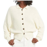*FRAME Moving Cotton Cashmere Rib Knit Button Front Mock Neck Cardigan Sweater, Size S