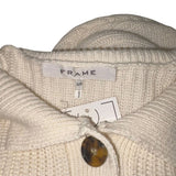 *FRAME Moving Cotton Cashmere Rib Knit Button Front Mock Neck Cardigan Sweater, Size S