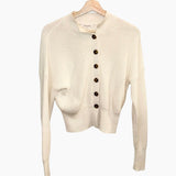 *FRAME Moving Cotton Cashmere Rib Knit Button Front Mock Neck Cardigan Sweater, Size S