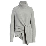 *Brochu Walker The Bree Wool & Cashmere Rib Knit Turtleneck Tie Front Pullover Sweater, Size XS