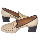 *Tory Burch Studded Leather Classic 55mm Stacked Heel Loafers, Size 8