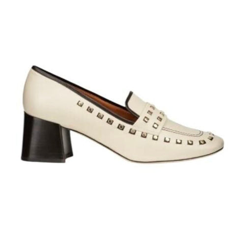 *Tory Burch Studded Leather Classic 55mm Stacked Heel Loafers, Size 8
