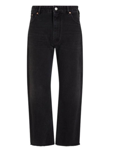 *MM6 Maison Margiela Boyfriend Mid-Rise Frayed Trim Straight Leg Raw Hem Jeans, Size IT 36=US 0
