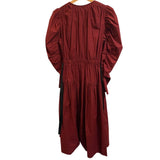 *Ulla Johnson Althea Cotton Poplin Long Puff Sleeve V-Neck Side Ties Midi Dress, Size 4