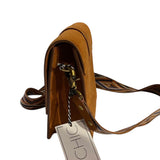 *Sessun Mini Thea Suede Brass Ring Flap Front Guitar Strap Square Bag