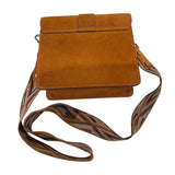 *Sessun Mini Thea Suede Brass Ring Flap Front Guitar Strap Square Bag
