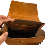*Sessun Mini Thea Suede Brass Ring Flap Front Guitar Strap Square Bag