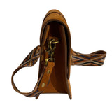 *Sessun Mini Thea Suede Brass Ring Flap Front Guitar Strap Square Bag