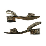 *Manolo Blahnik Patopia Leather Embossed Snakeskin Slingback 30mm Block Heel Sandal, Size 38
