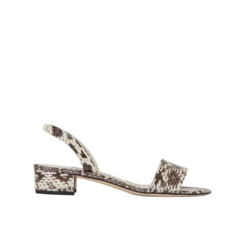 *Manolo Blahnik Patopia Leather Embossed Snakeskin Slingback 30mm Block Heel Sandal, Size 38
