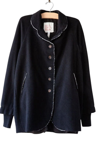 *NWT H+ Hannoh Wessel Virma Cashwool 4-Button Curved Notch Lapel Jacket Coat, Size FR 34=US 2
