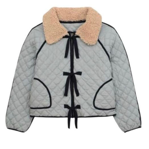 *THE GREAT. The Short Quilted Cotton Floral Reversible Removable Sherpa Collar Jacket, Size TG1=S