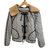 *THE GREAT. The Short Quilted Cotton Floral Reversible Removable Sherpa Collar Jacket, Size TG1=S