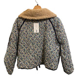 *THE GREAT. The Short Quilted Cotton Floral Reversible Removable Sherpa Collar Jacket, Size TG1=S