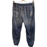 *Rag & Bone Miramar Trompe L'oeil Elastic Waist High-Rise Elastic Hem Sweatpants Joggers Jeans, Size M