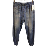 *Rag & Bone Miramar Trompe L'oeil Elastic Waist High-Rise Elastic Hem Sweatpants Joggers Jeans, Size M