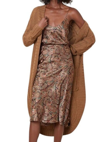 ^NWT Nili Lotan Leslie Silk Paisley Elastic Flat Waist A-Line Slip Midi Skirt, Size 4