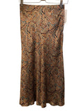 *NWT Nili Lotan Leslie Silk Paisley Elastic Flat Waist A-Line Slip Midi Skirt, Size 4