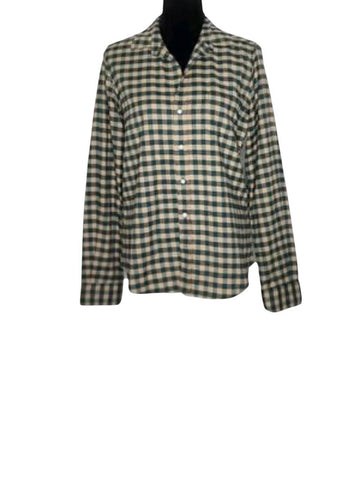*Frank & Eileen Barry Cotton Flannel Plaid Check Long Sleeve Collared Button-Up Shirt, Size L