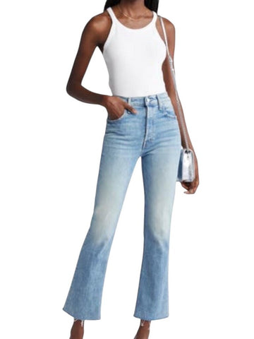 *Mother The Tripper Flood Fray High-Rise Button-Fly Flare Raw Hem Jeans, Size 28(6)