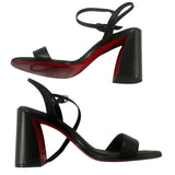 *Christian Louboutin Miss Jane 85 Leather Slingback Block Heel Sandals w/Box, Size 40