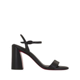 *Christian Louboutin Miss Jane 85 Leather Slingback Block Heel Sandals w/Box, Size 40