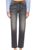 ^NWT Mother The Tomcat Ankle Fray High-Rise Straight Leg Raw Hem Cropped Jeans, Size 26 (2)