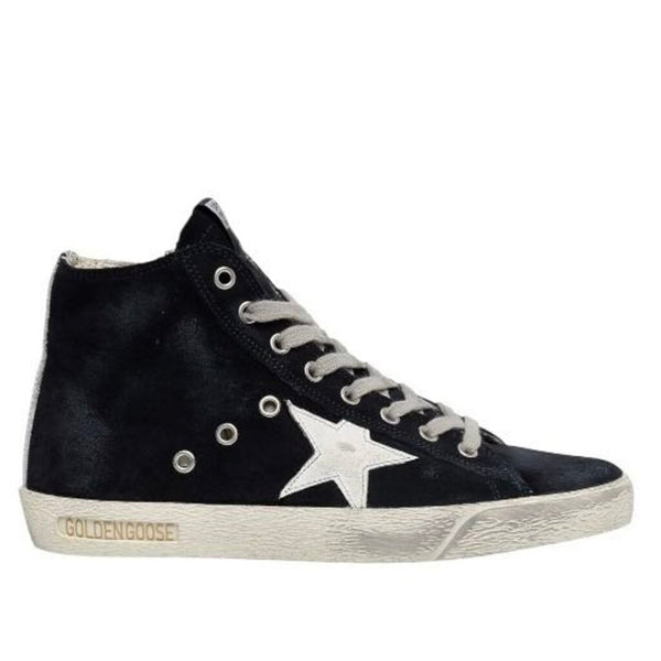 *Golden Goose Francy Metallic Leather & Denim High-Top Hidden Lift Sneakers, Size 37