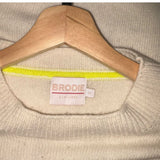 *Brodie Cashmere Lynx Leopard Cuffed Sleeve Crew Neck Pullover Sweater, Size S