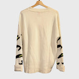 *Brodie Cashmere Lynx Leopard Cuffed Sleeve Crew Neck Pullover Sweater, Size S