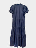 *Brochu Walker Havana Short Puff Sleeve Collared V-Neck Button-Up Tiered Midi Dress, Size XS