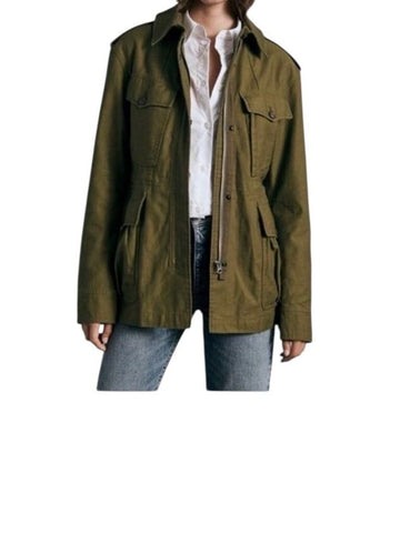 *Rag & Bone Lorenz Cotton Patch Pocket Zip Front Utility Military Jacket, Size XXS