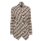 *Isabel Marant Wool Tweed Asymmetric One-Button Fringe Trim Wrap Blazer Jacket, Size FR 36=US 4