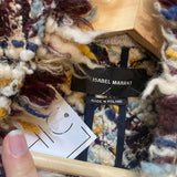 *Isabel Marant Wool Tweed Asymmetric One-Button Fringe Trim Wrap Blazer Jacket, Size FR 36=US 4